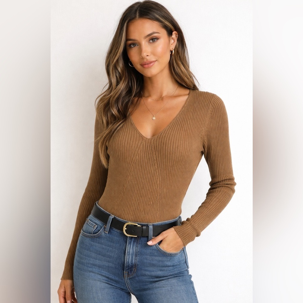 90s Grunge Siren Ribbed V-Neck // Earthy Moss Minimalist Knit Sweater Medium